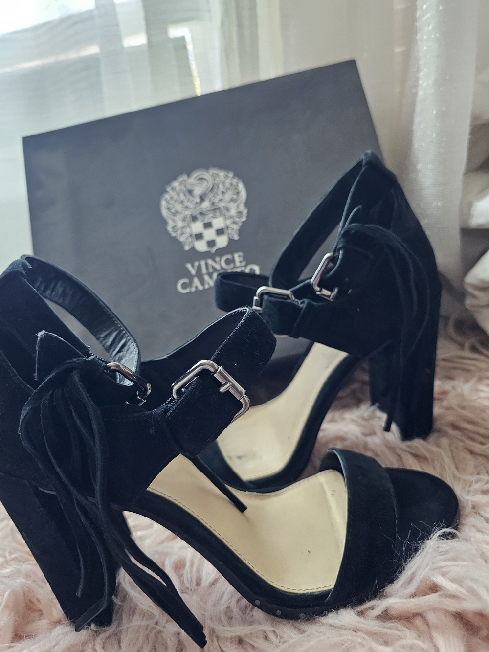 Vince Camuto Black Suede High Heel Sandals